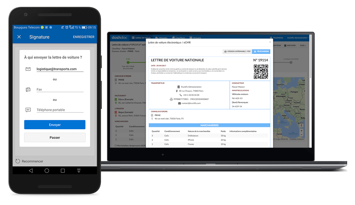 Dashdoc sur ordinateur